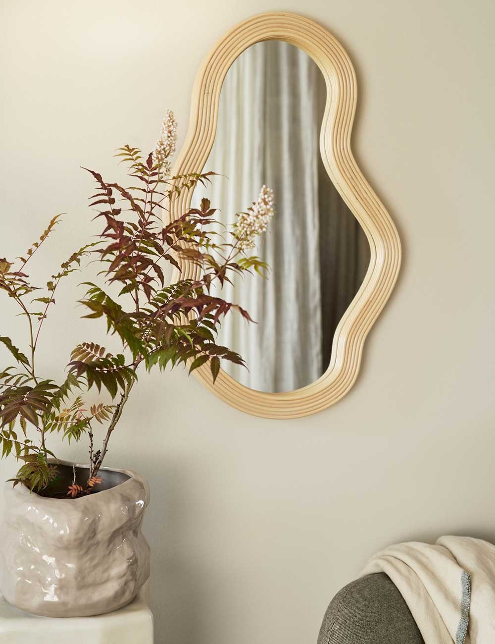 miroir de bassin m en rotin