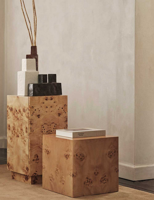 BURL CUBE SIDE TABLE