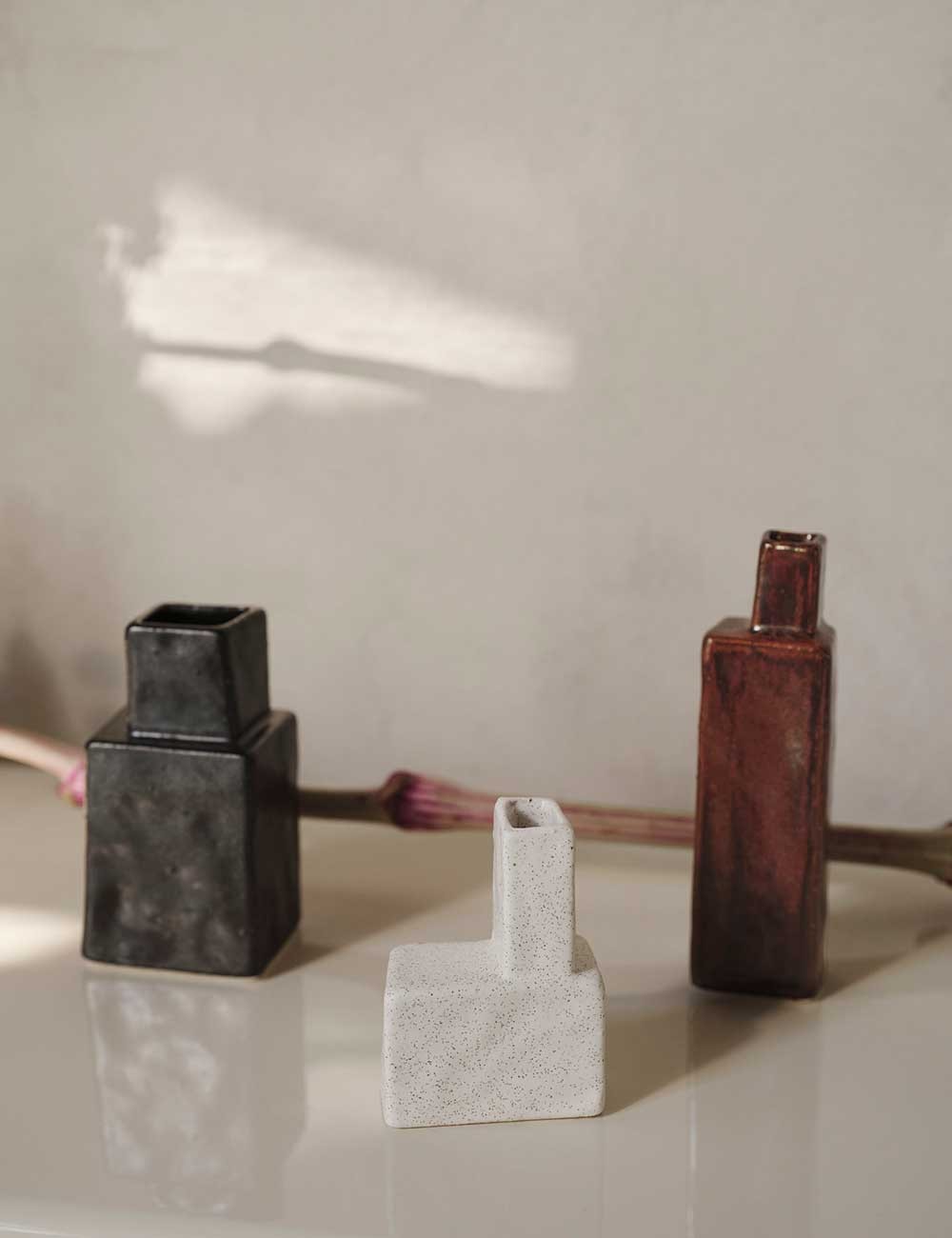 set da 3 mini vasi in koa