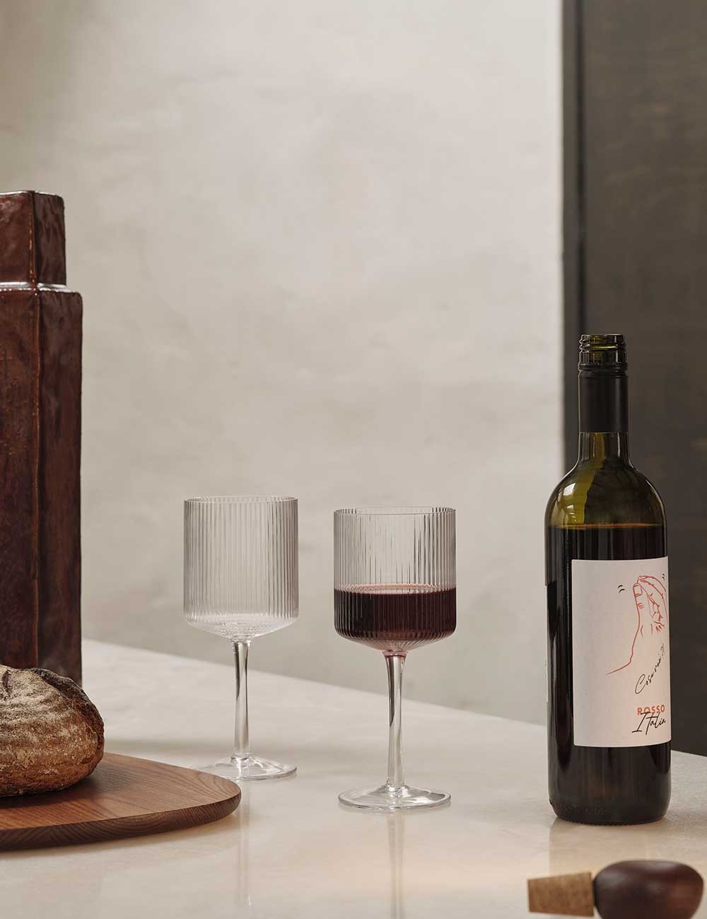 Verre à vin rouge ondulé, lot de 2