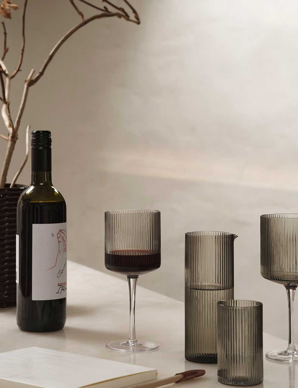 Verre à vin rouge ondulé, lot de 2