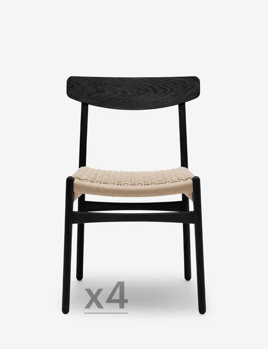 CH23 CHAIR BLACK OAK 4 SET