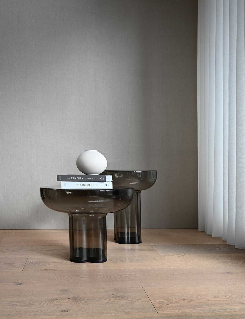 table haute en verre Crown