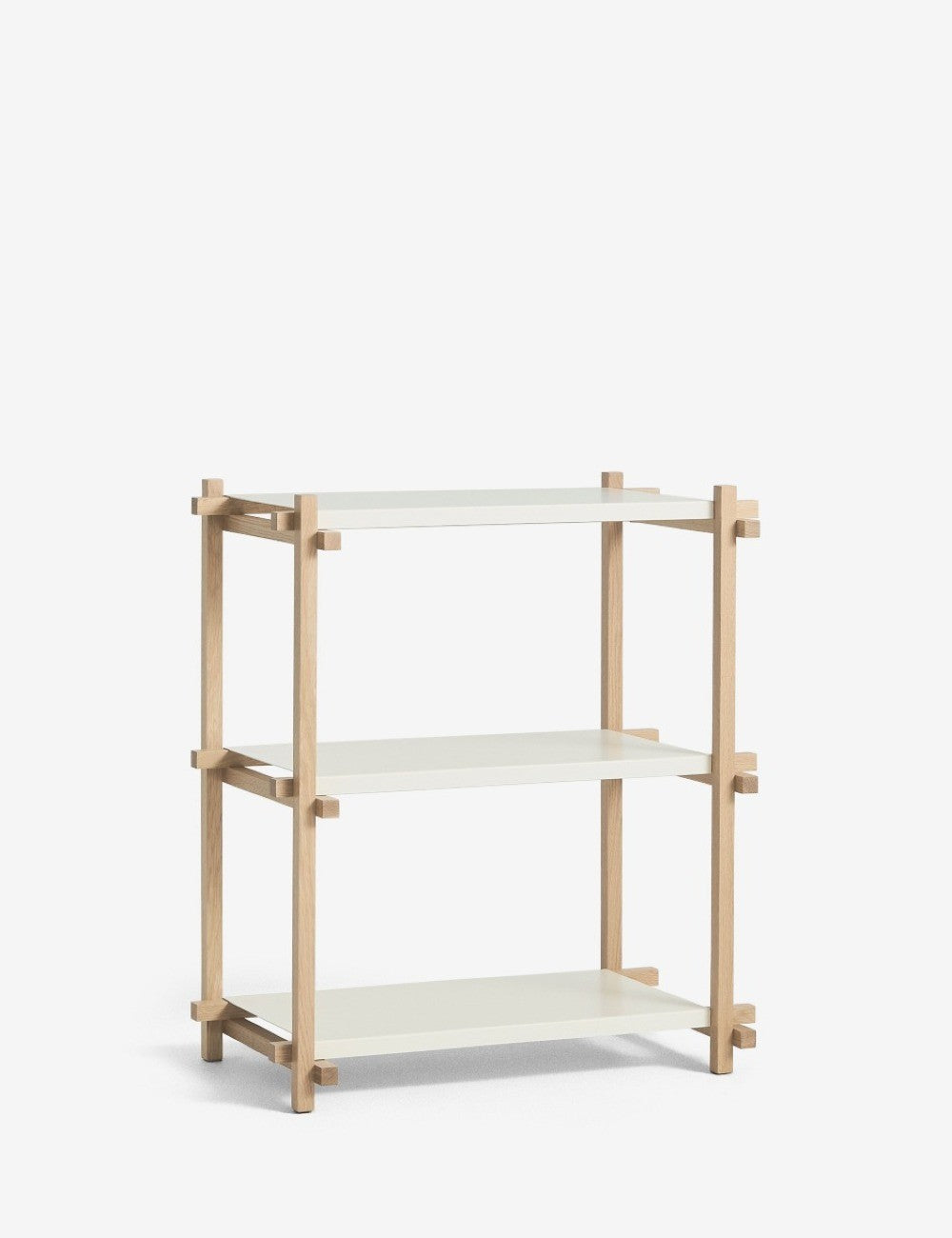 étagère à colonnes en bois basse