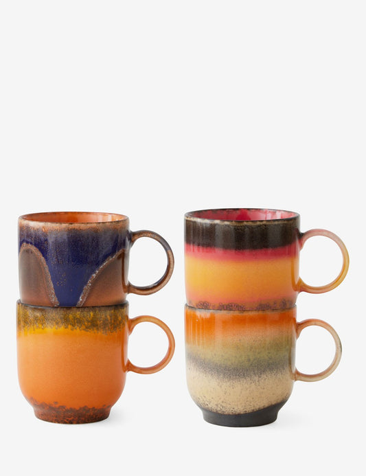 tazas café 70s ceramics 4 set