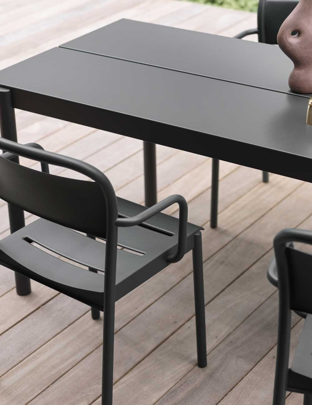 linear steel armchair