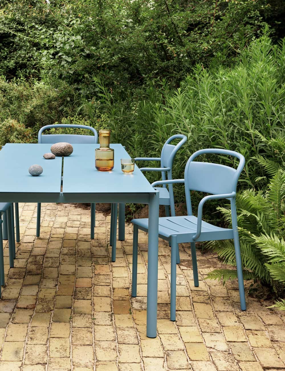 linear steel armchair