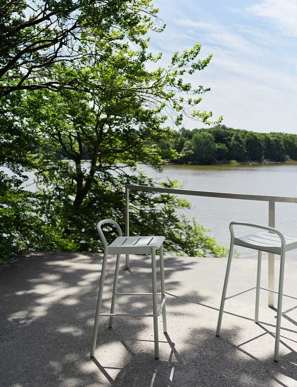 linear steel bar stool