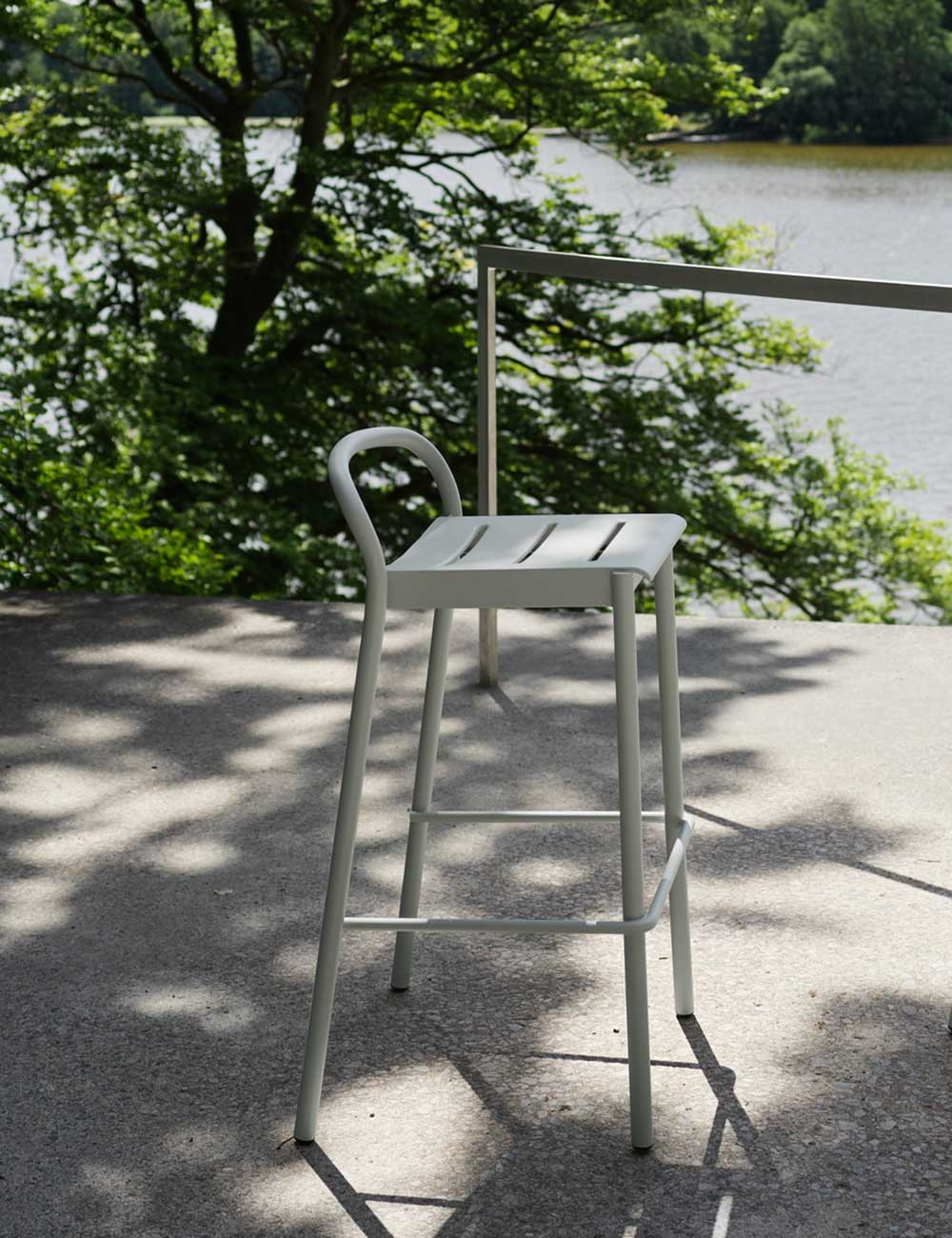 linear steel bar stool