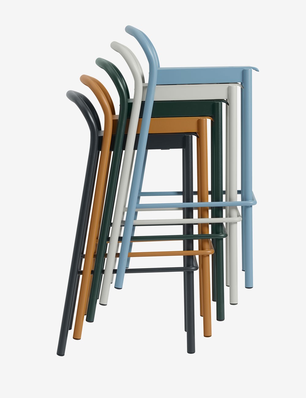 linear steel bar stool