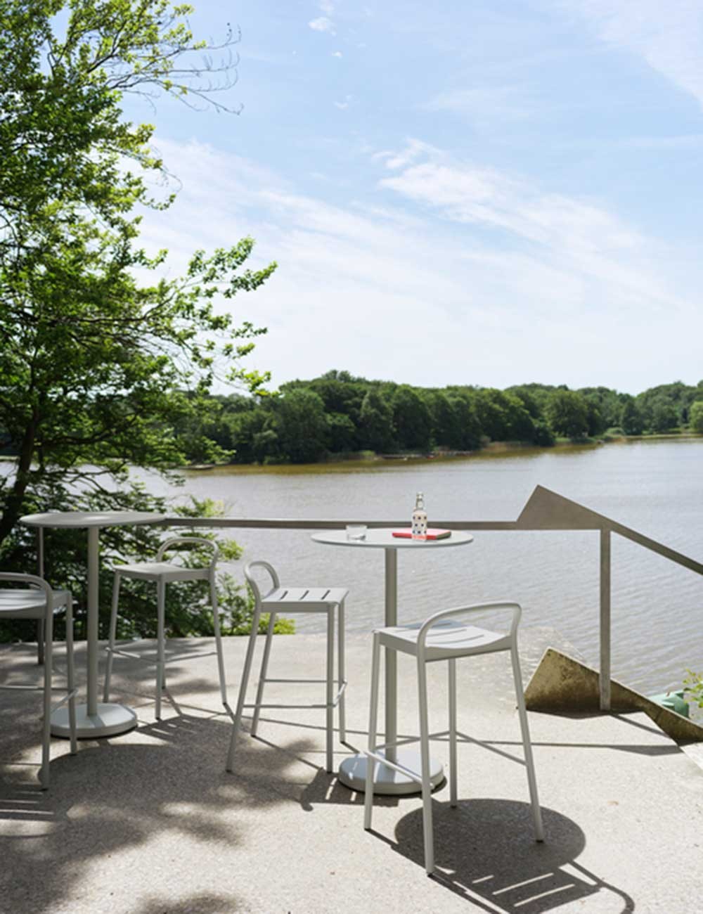 linear steel café table 95