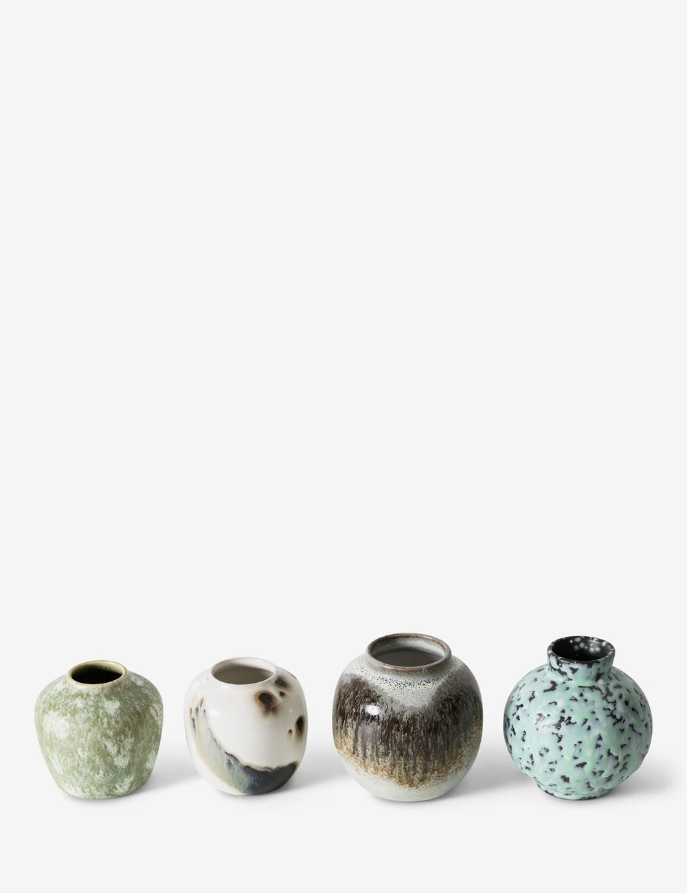 mini vasi in ceramica anni '70, set di 4
