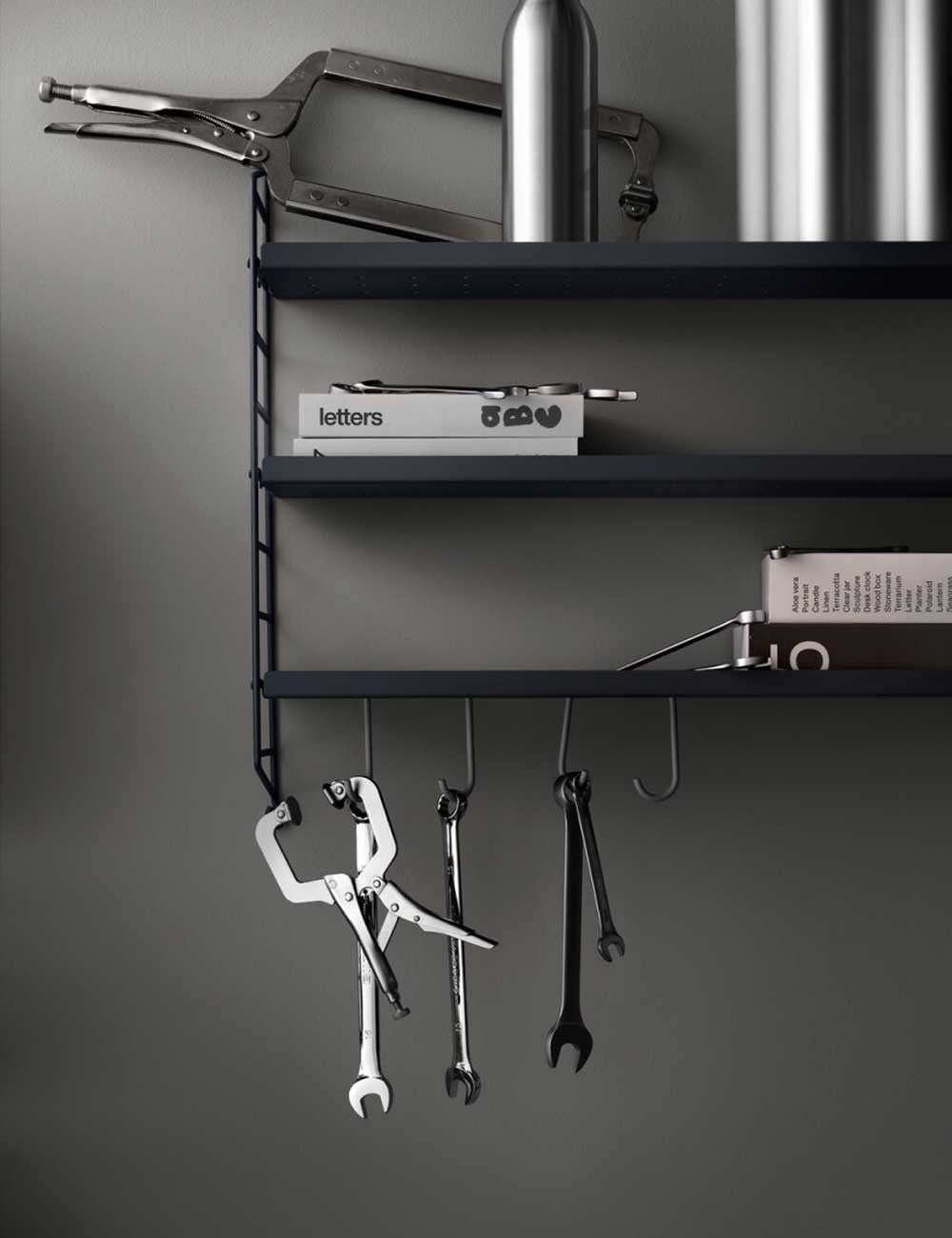 string pocket metal sergelgrå