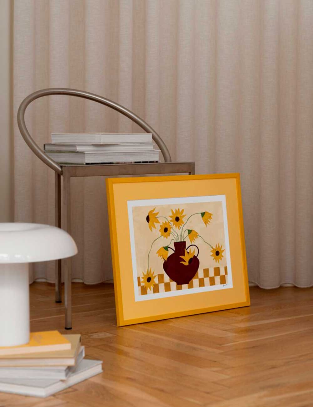 SUNFLOWERS IN BURGUNDY VASE