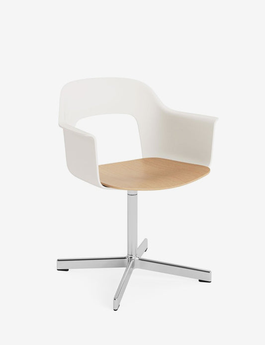 LAYOUT ARMCHAIR 232 POLISHED ALUMINUM/OAK