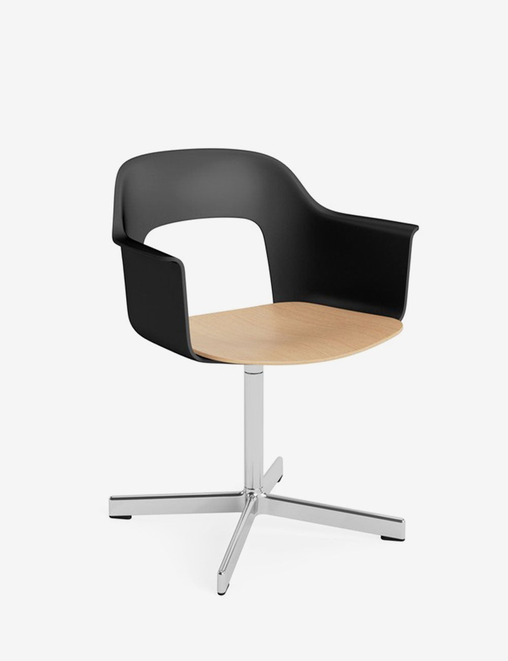 LAYOUT ARMCHAIR 232 POLISHED ALUMINUM/OAK