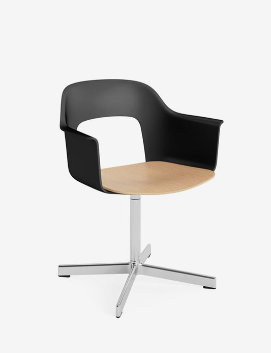 LAYOUT ARMCHAIR 232 POLISHED ALUMINUM/OAK
