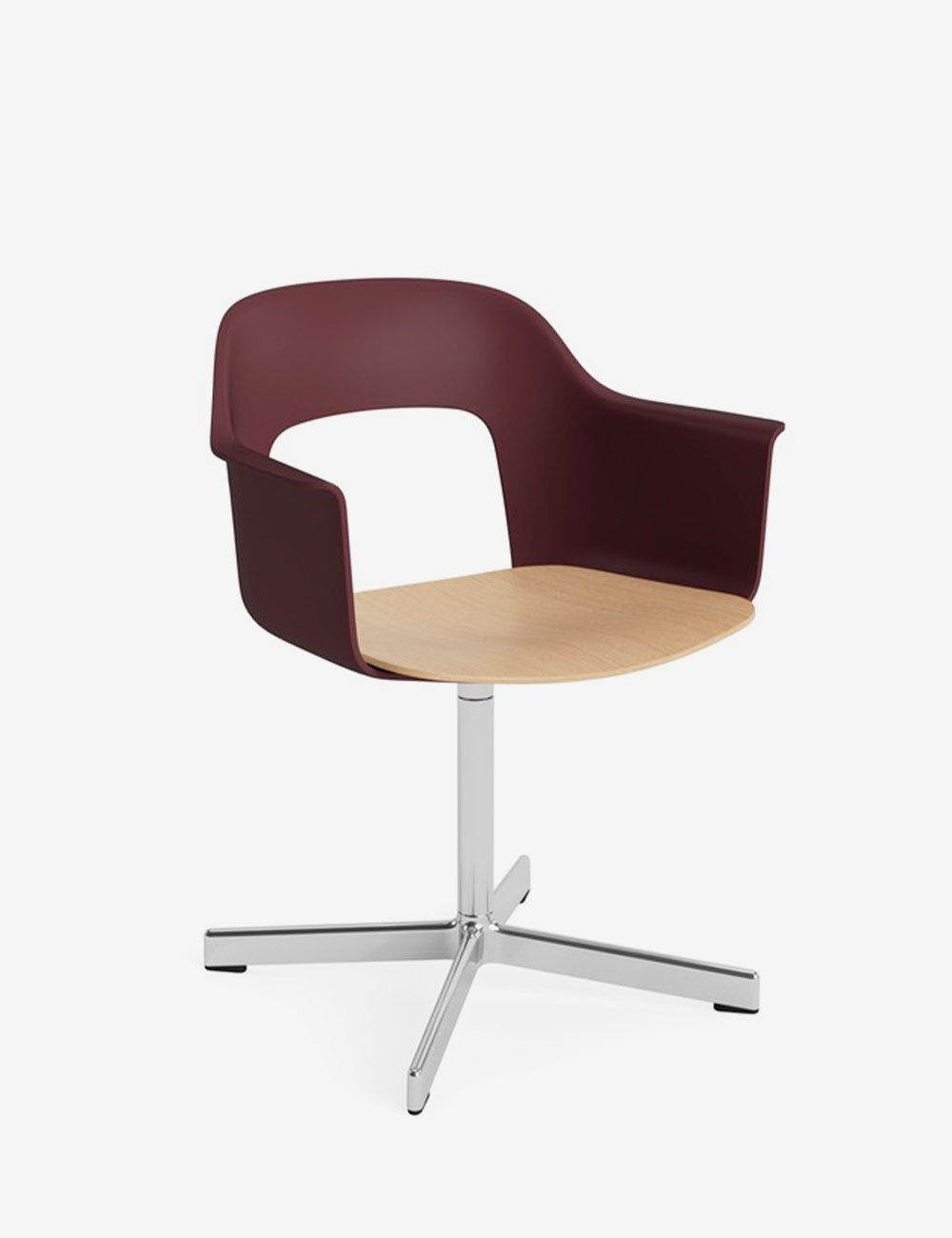 layout armchair 232 polished aluminum/oak