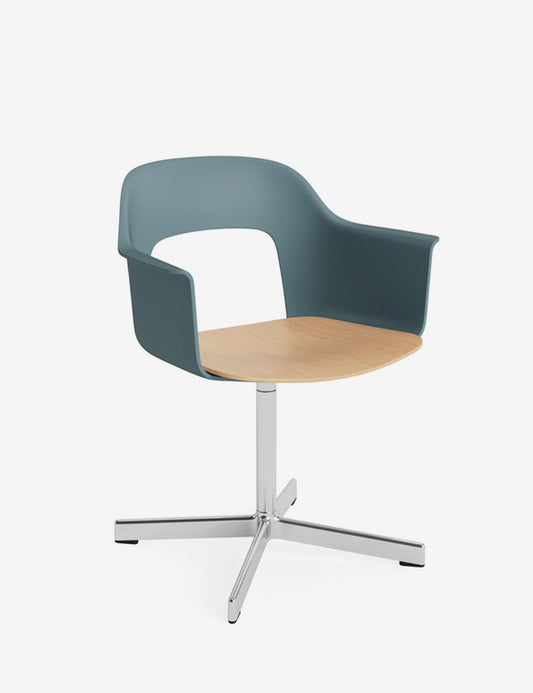 LAYOUT ARMCHAIR 232 POLISHED ALUMINUM/OAK