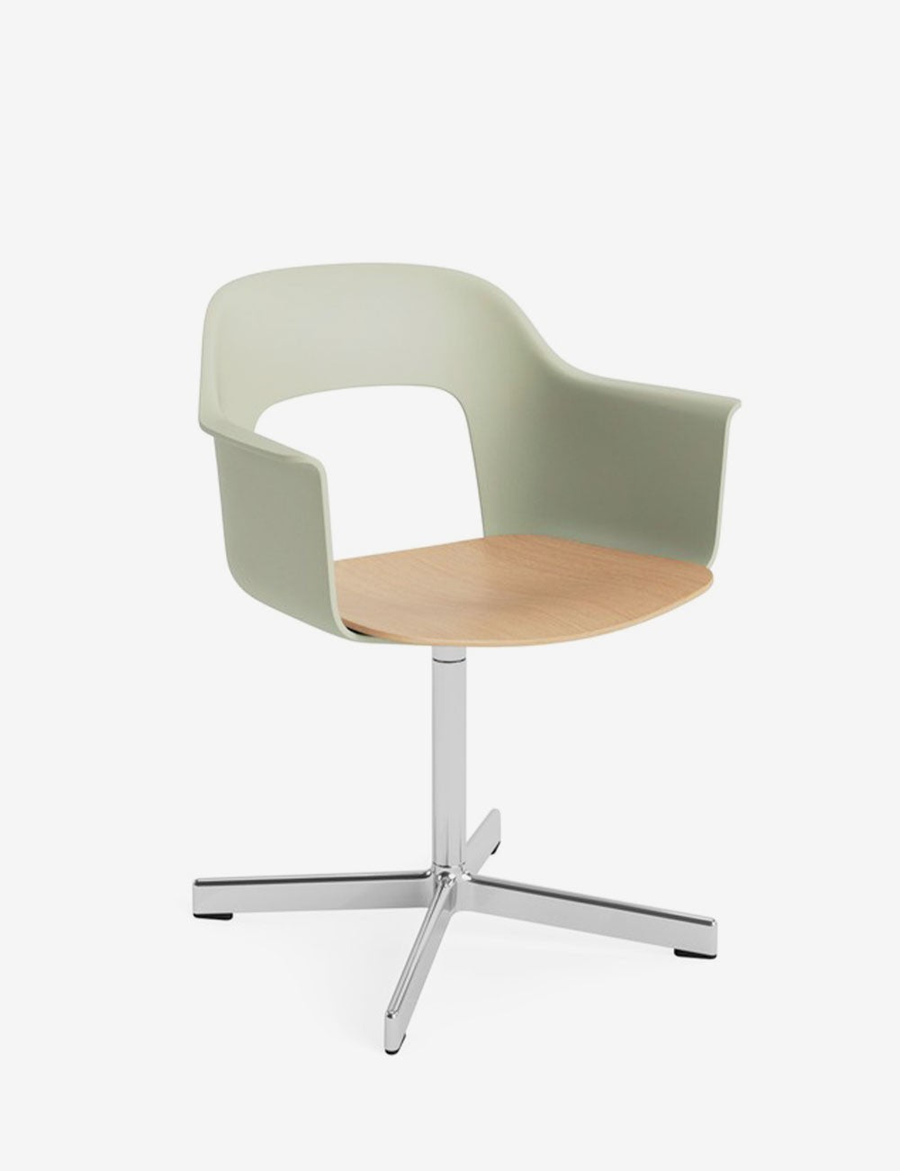 LAYOUT ARMCHAIR 232 POLISHED ALUMINUM/OAK