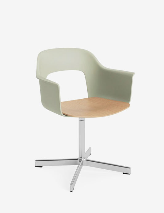 LAYOUT ARMCHAIR 232 POLISHED ALUMINUM/OAK