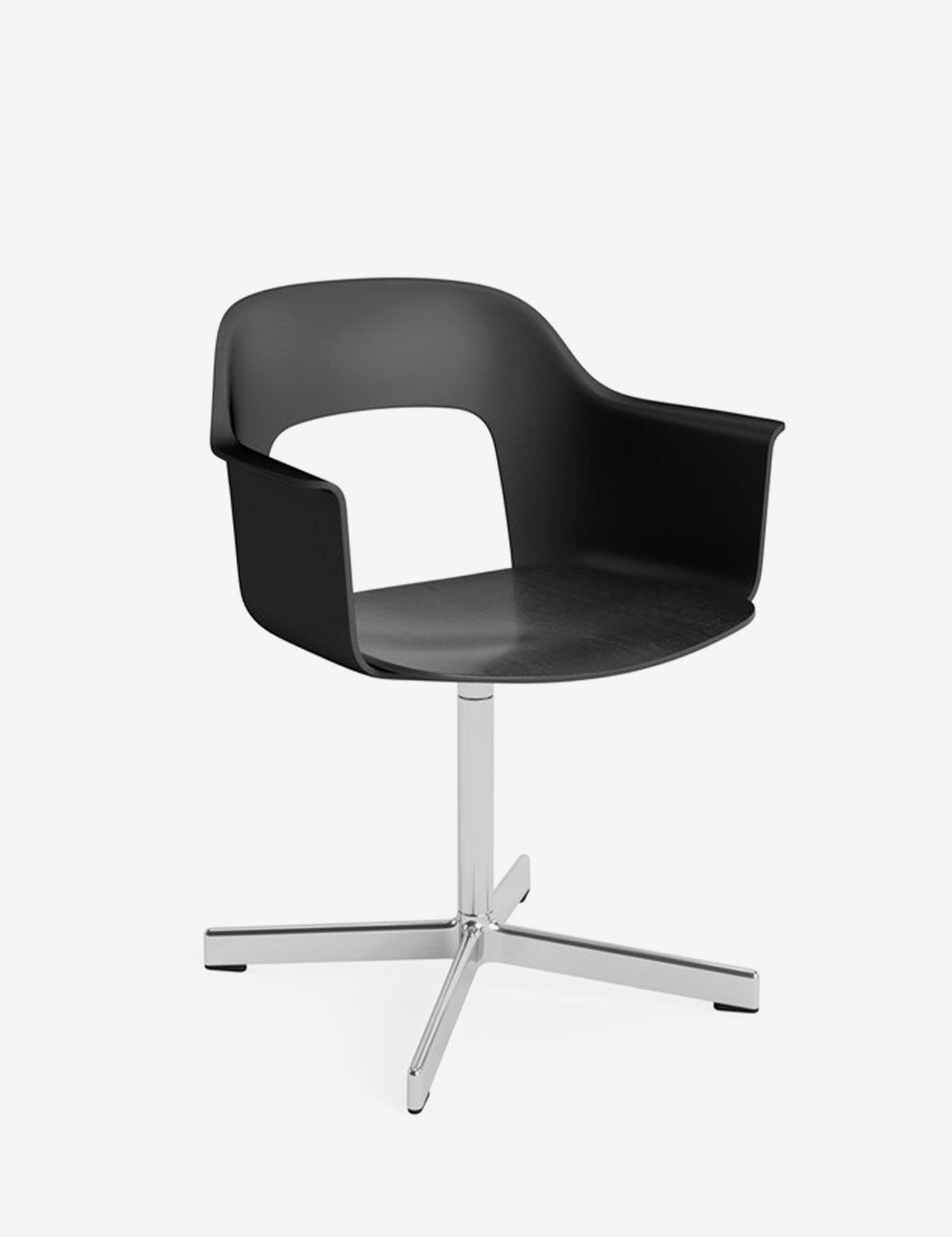 layout armchair 232 polished aluminium/black oak