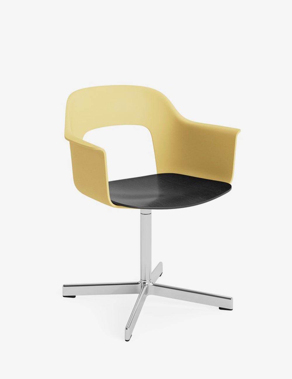 layout armchair 232 polished aluminium/black oak