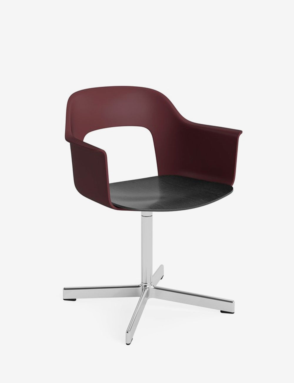 layout armchair 232 polished aluminium/black oak