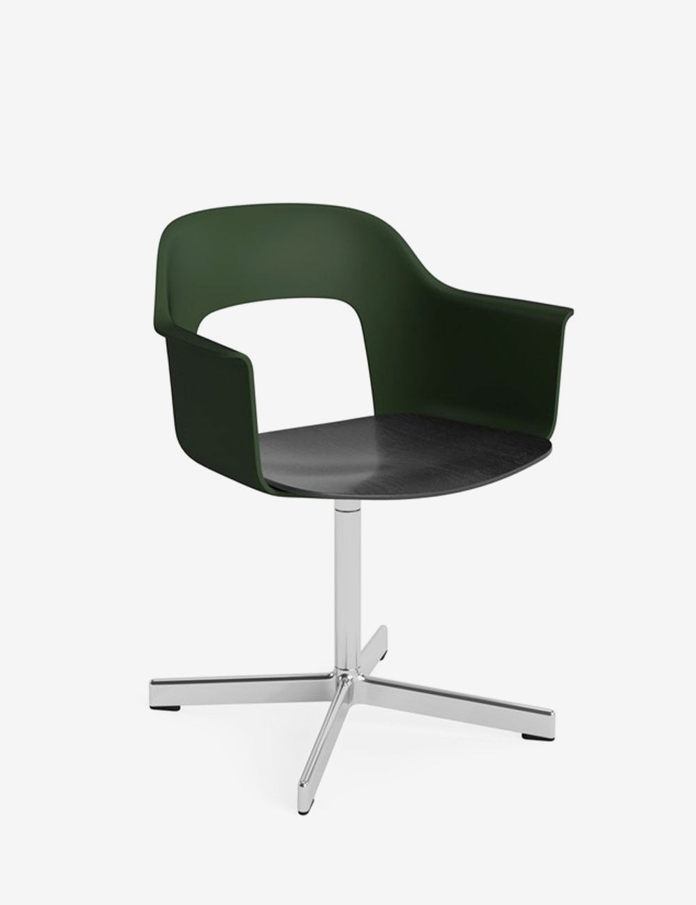 layout armchair 232 polished aluminium/black oak
