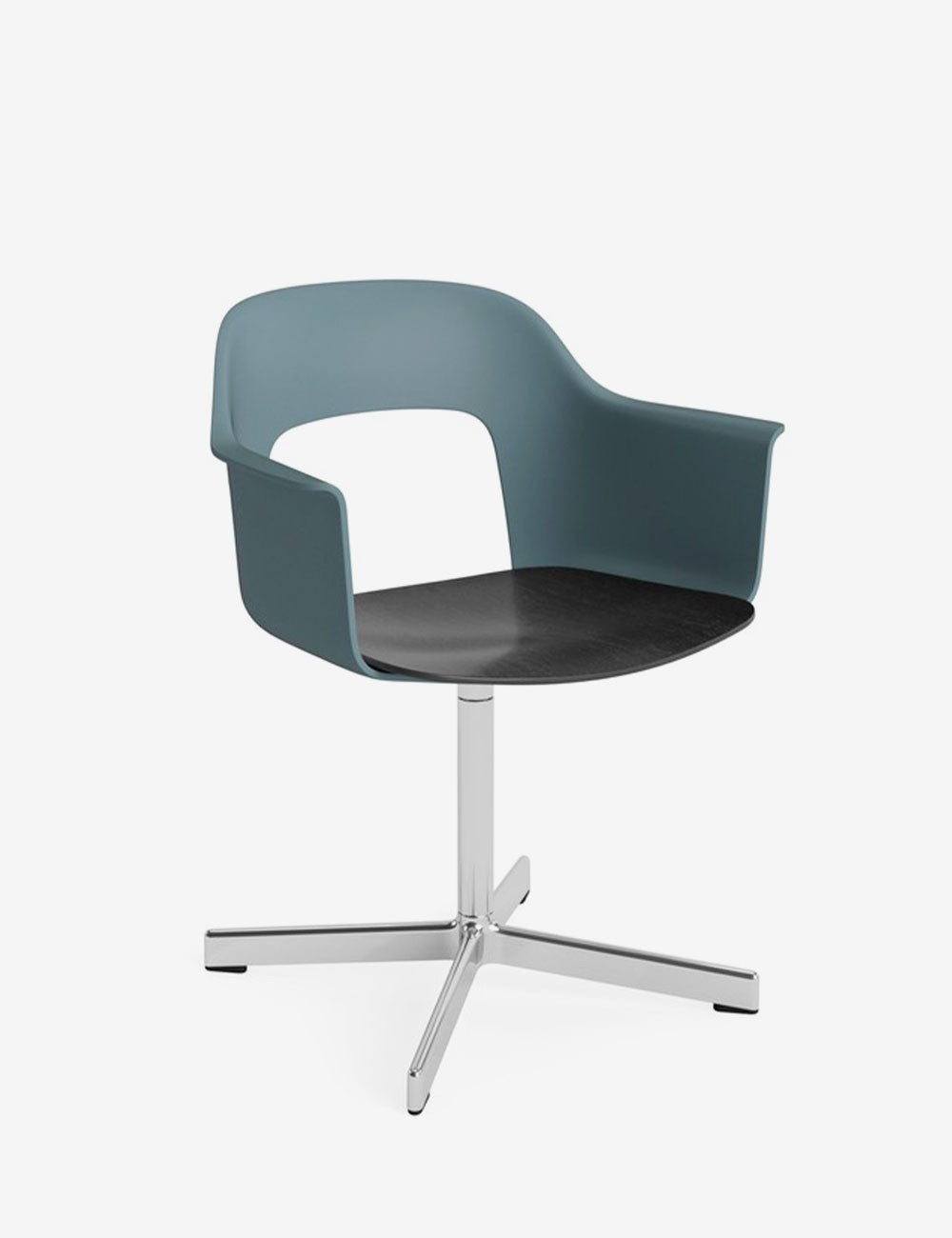 layout armchair 232 polished aluminium/black oak
