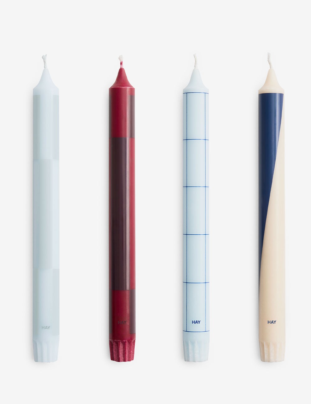 set di 4 candele blu/bordeaux