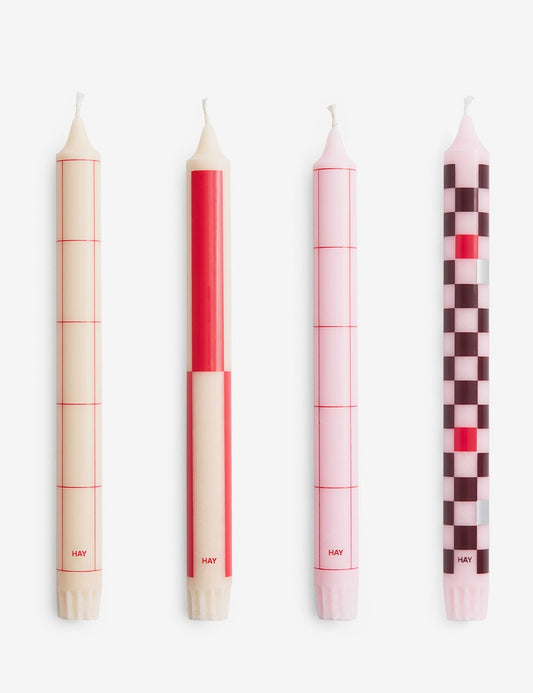 conjunto com 4 velas vermelhas/bordô