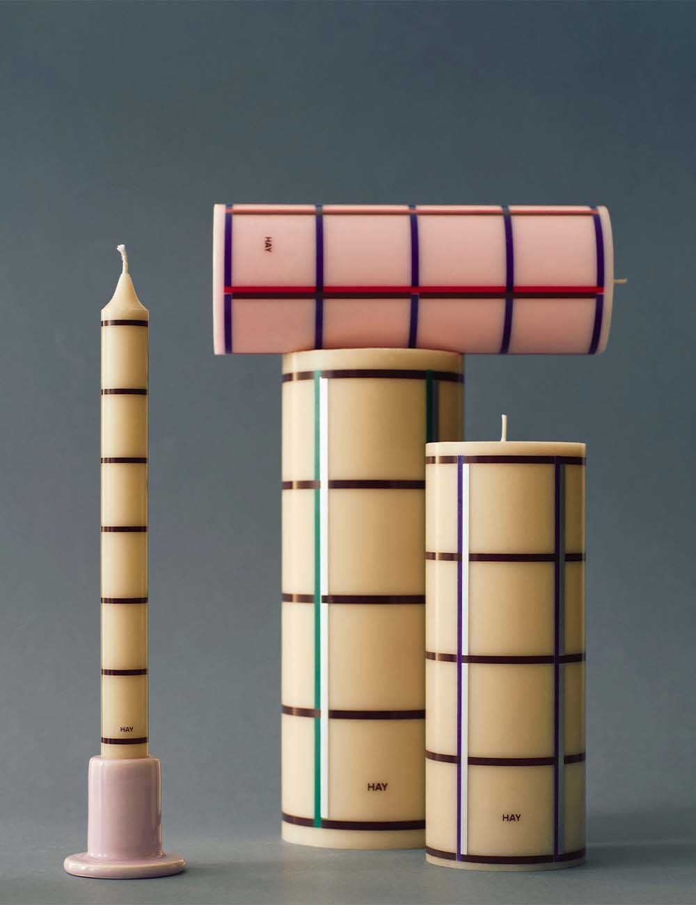 set da 4 candele verdi/bordeaux