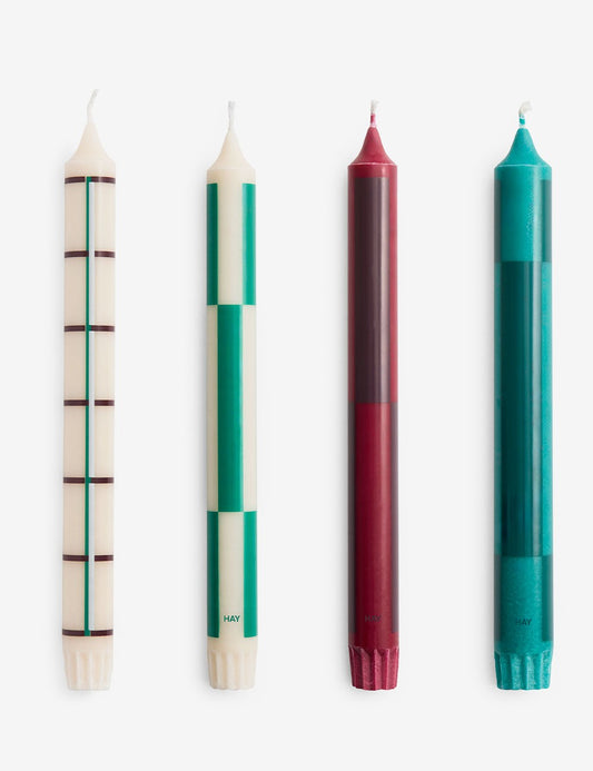 conjunto com 4 velas verdes/bordô