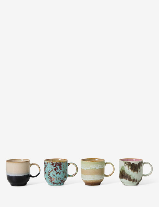 taza café 70s ceramics 4 set