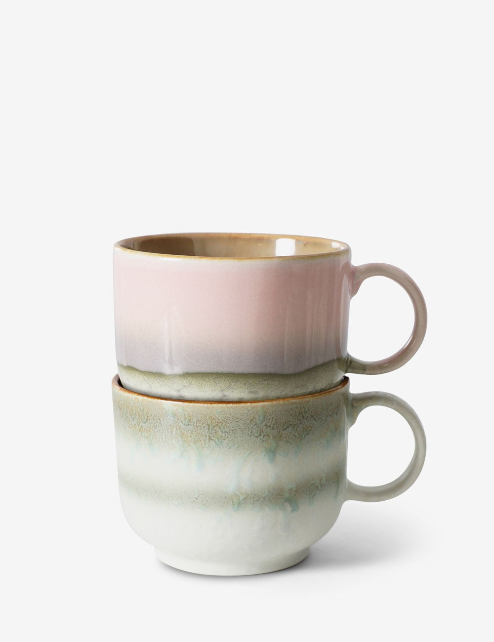 LOT DE 2 TASSES À THÉ EN CÉRAMIQUE DES ANNÉES 70