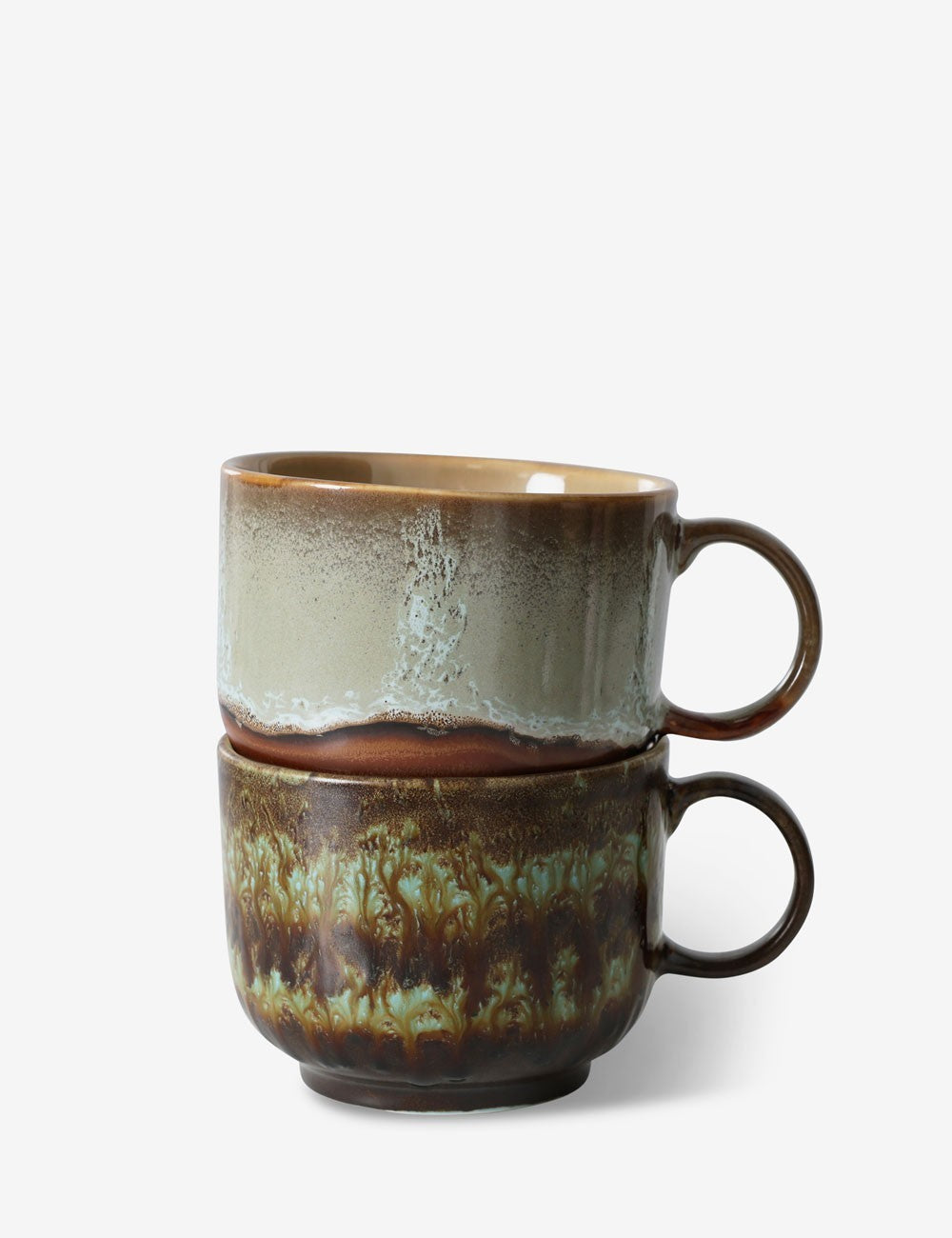 LOT DE 2 TASSES À THÉ EN CÉRAMIQUE DES ANNÉES 70