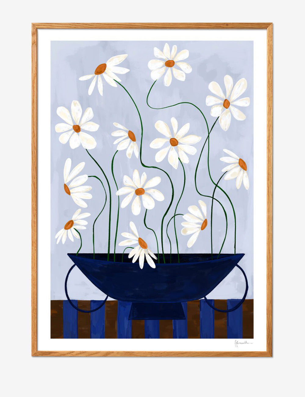 Daisies in blue vase
