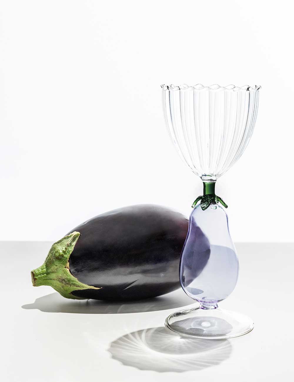 Eggplant optical stemmed glass