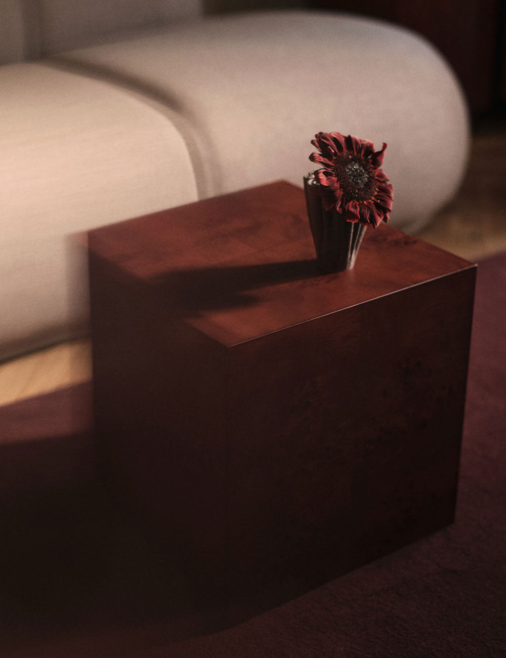 Burl Cube side table