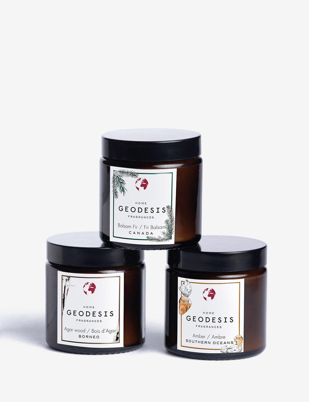 Set velas aromáticas Ámbar / Madera de Agar / Abeto Balsámico