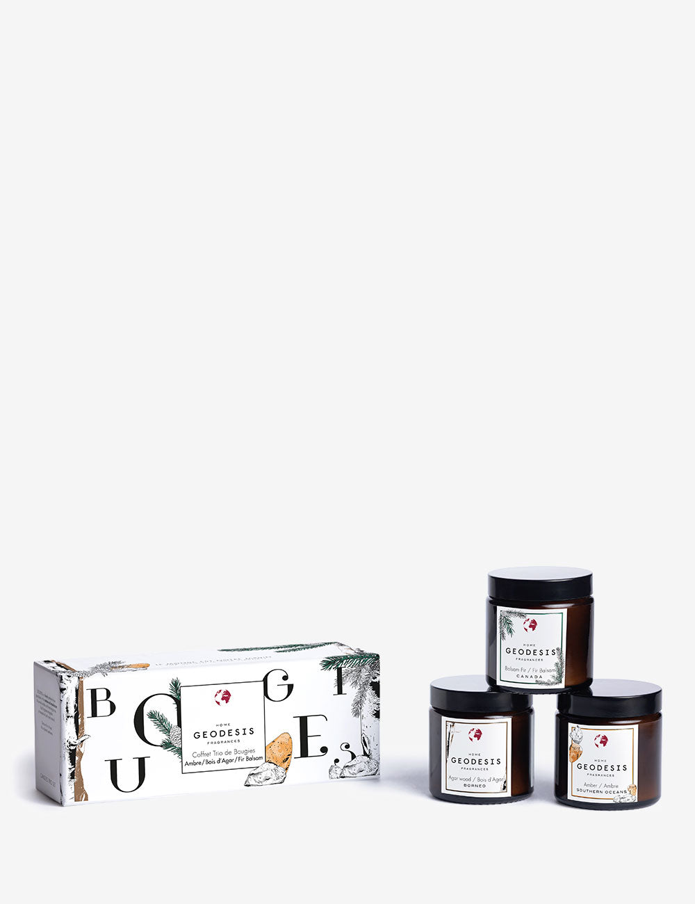 Set velas aromáticas Ámbar / Madera de Agar / Abeto Balsámico