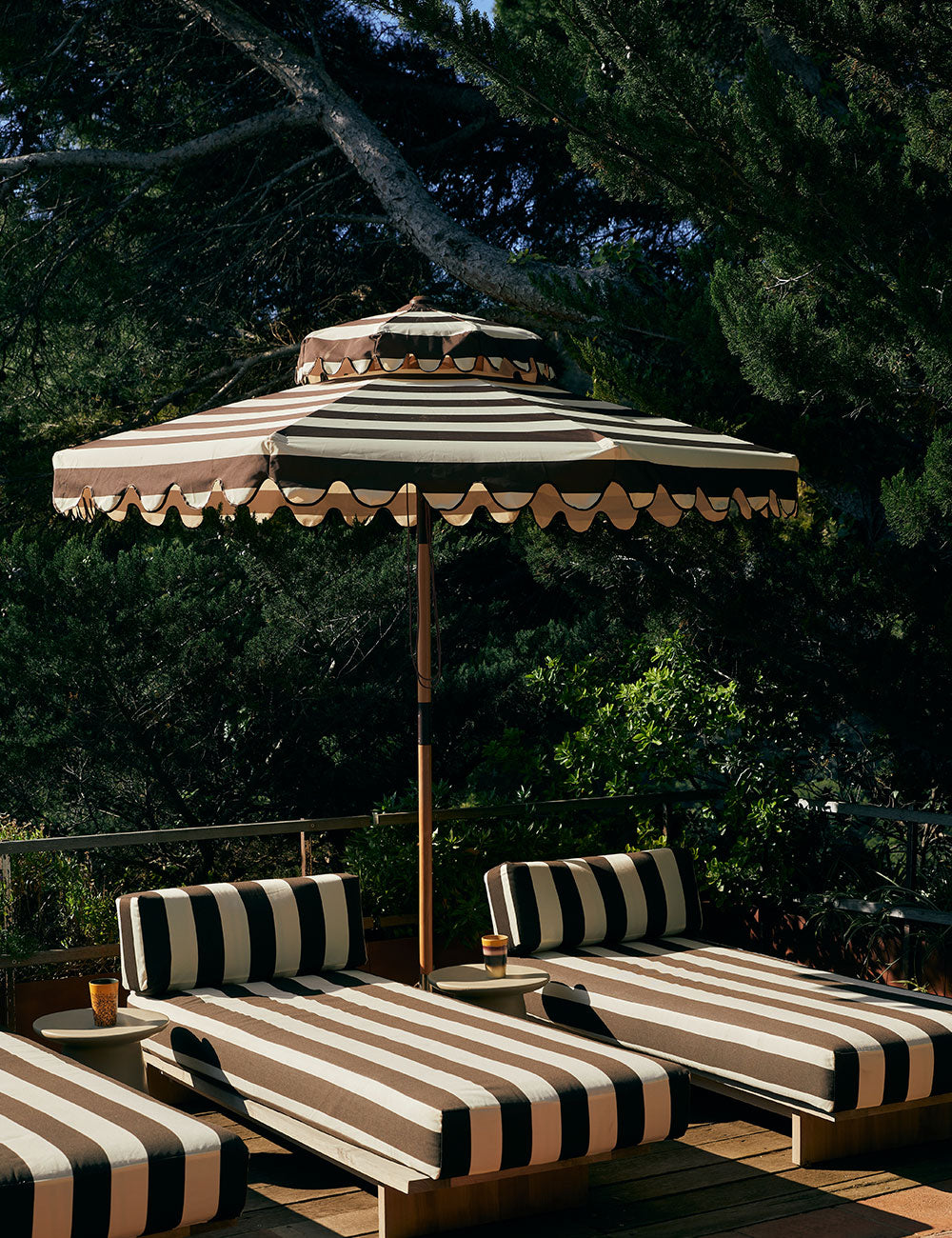 black and beige striped patio umbrella Abba 9FT Lyon Outdoor Patio Outdoor Table Umbrella with Push Button Tilt Crank Market Umbrella 8 Sturdy Ribs UV Protection Waterproof for Garden Deck Backyard Pool, & Built for salt Striped Patio Umbrella - Official