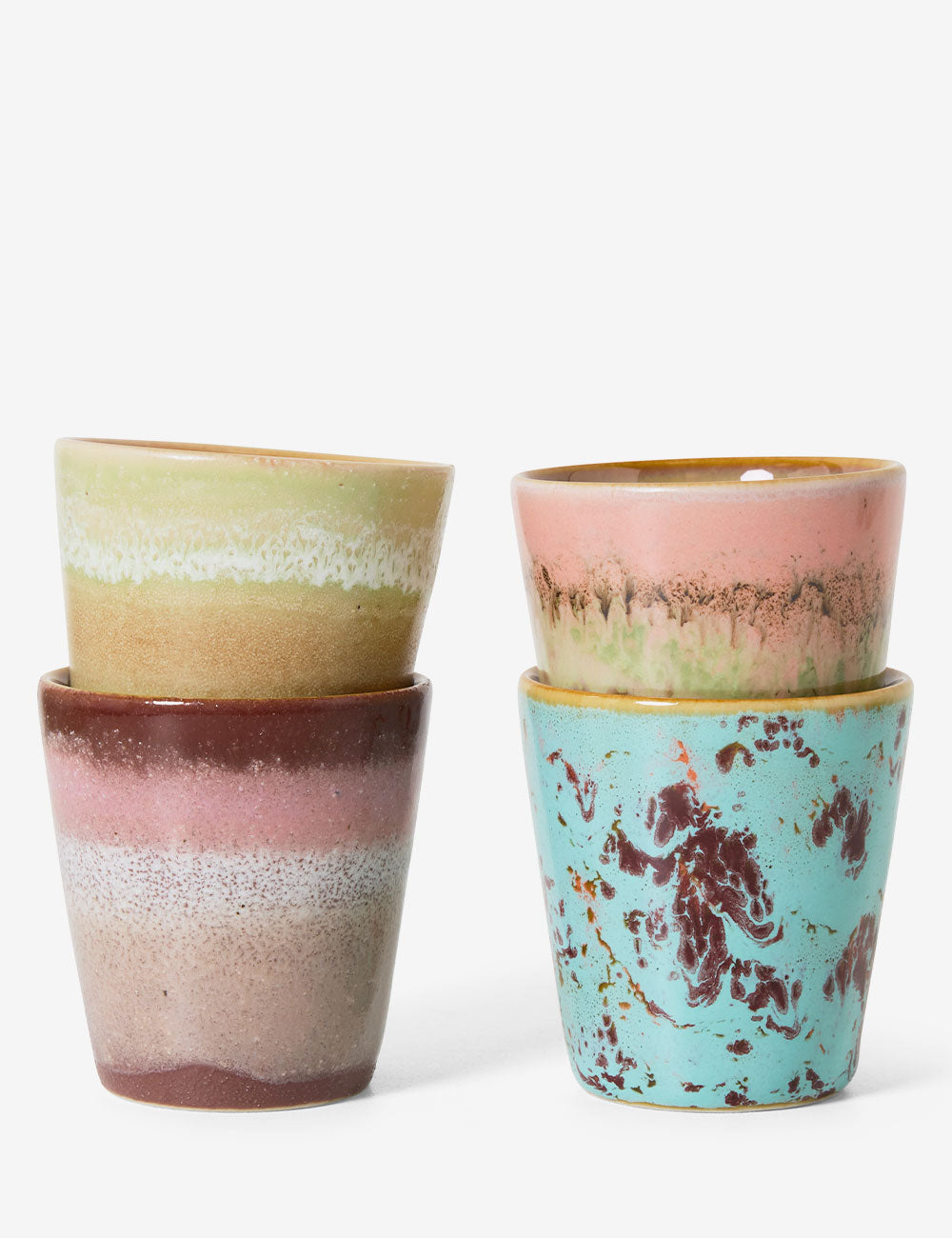Mugs ristretto en céramique des années 70, lot de 4