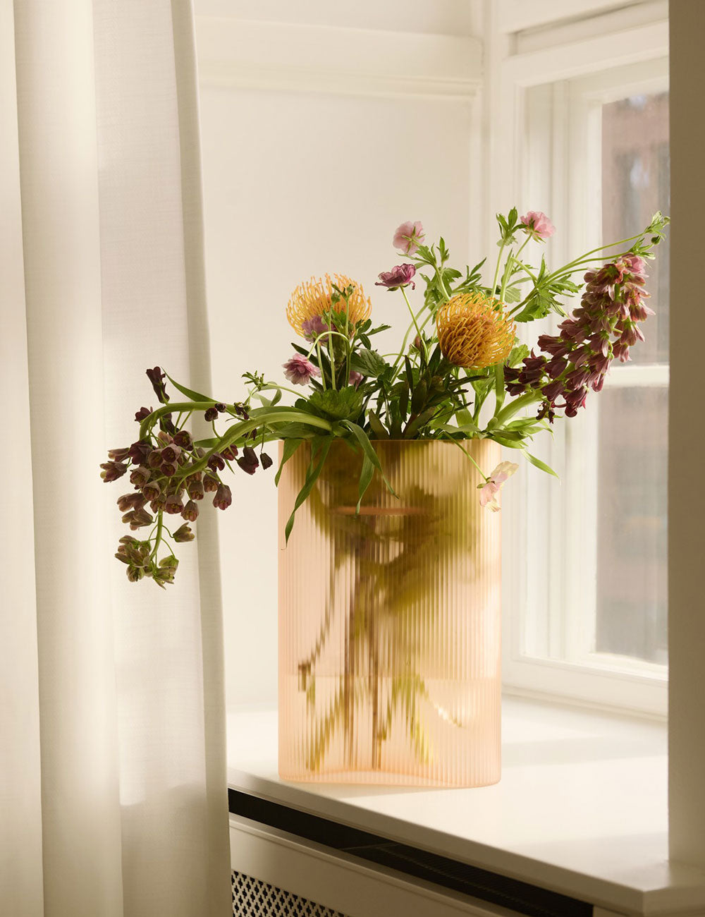 Vaso Ridge frosted glass H35