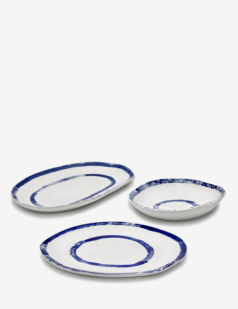 Plato servir ovalado 01 White Blue Line-Up